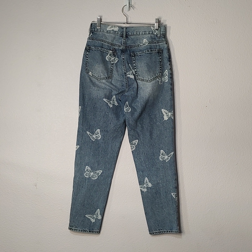 Pacsun Ultra High Rise Slim Button Fly Butterfly Theme Blue Jeans Size 26 - Picture 4 of 8